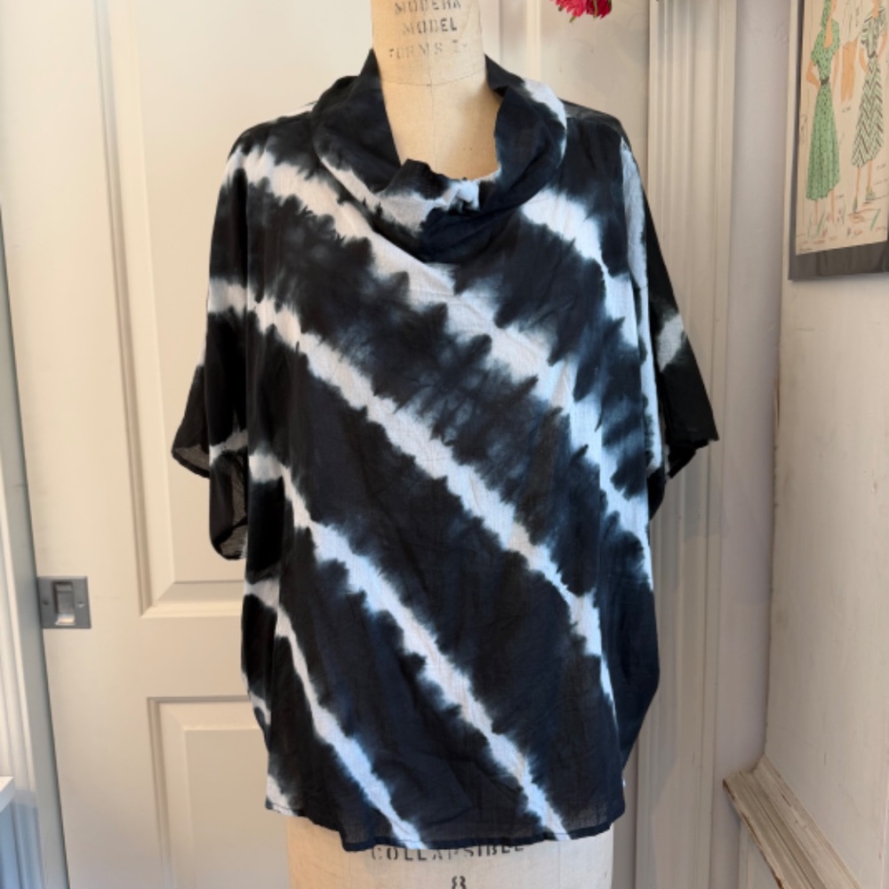 Gorgeous shibori tie dyed 2pc cowl drapey top and pant set - Picture 2 of 9